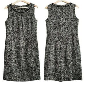 TALBOTS Tweed Sheath Dress Woven Tweed Style Fabric Grey Sz 10